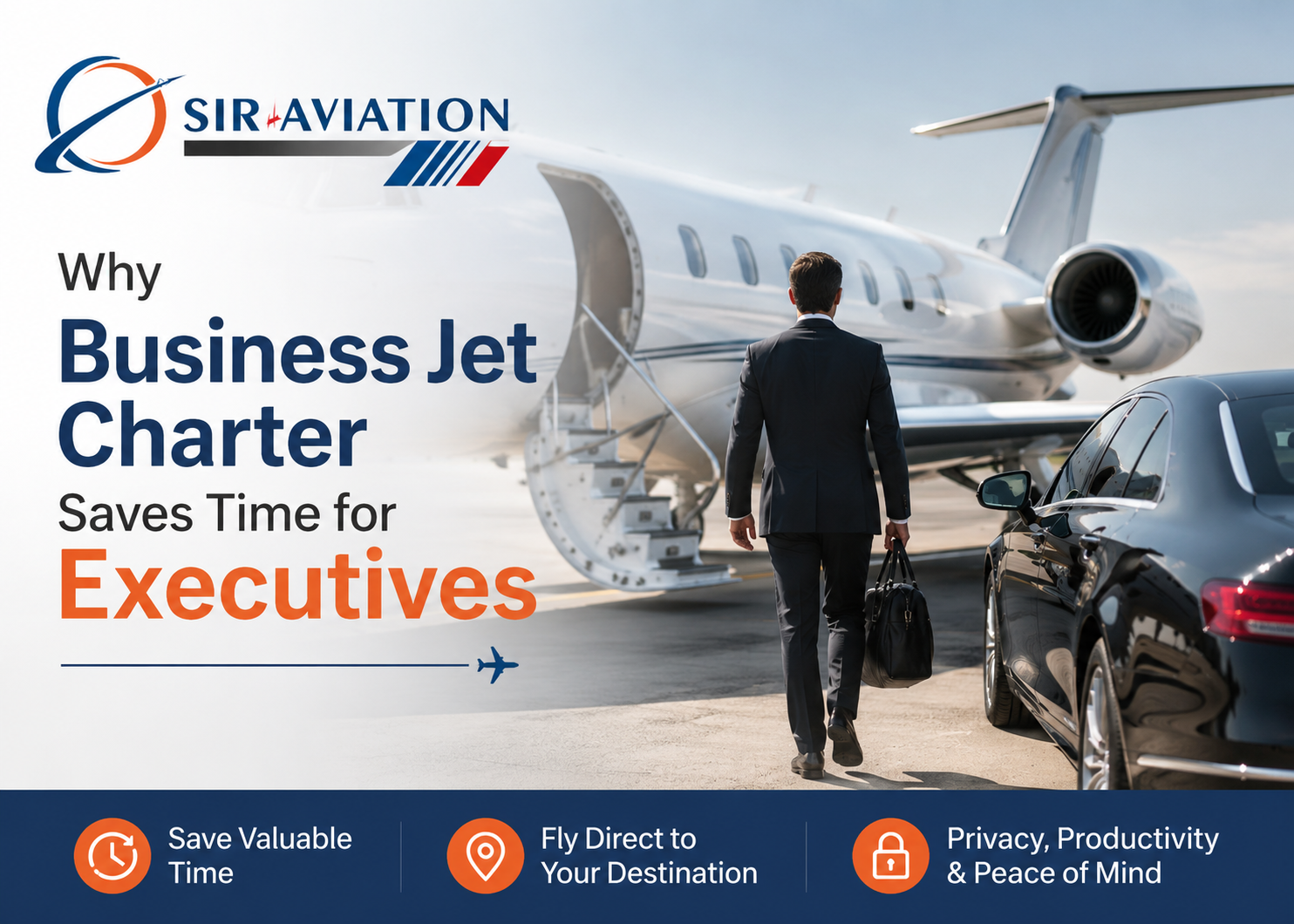 Business jet charter for executives