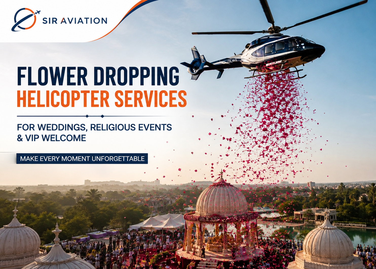 flower dropping helicopter services